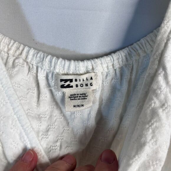 Billabong NWT White Smocked Waist Short Sleeve Vneck Crop Top Size Medium - Picture 5 of 10